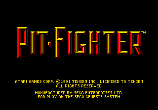 Pit-Fighter title screen for Sega Genesis